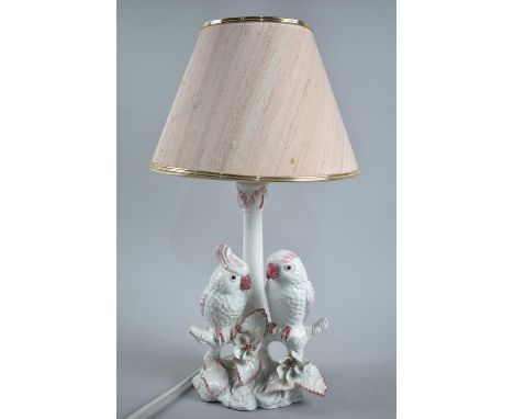 A&nbsp;Late 20th Century Italian Table Lamp in the Form of Two Parrots, with Shade, 44cms High Overall