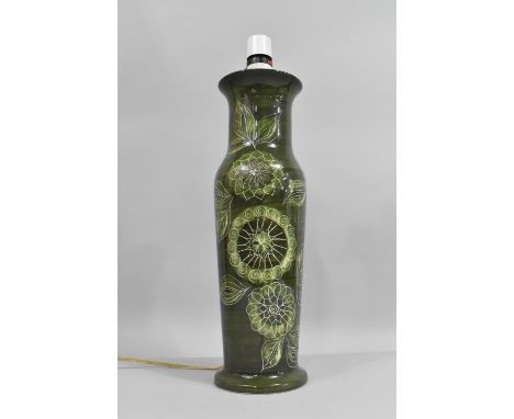 A Jersey Pottery Green Glazed Table Lamp Base, 43cms Overall 