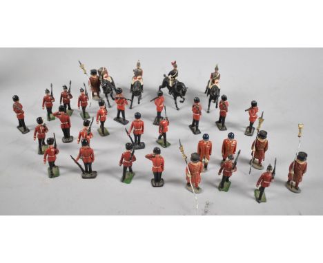 A Vintage tin Containing Metal Soldier and Guard Figures, Condition issues 
