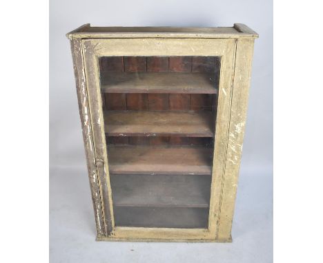 A Vintage Pine Framed Glazed Larder Cupboard with Four Inner Shelves, 82cms Wide and 127cms High 