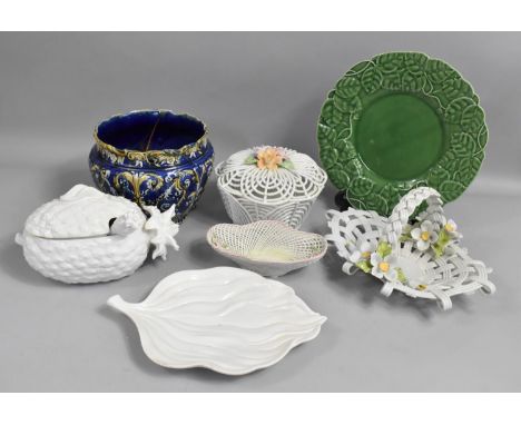 A Collection of various Continental Ceramics to comprise Majolica Planter, Novelty Tureen in the Form of a Pineapple Etc 