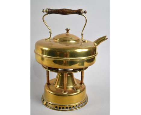 A Vintage Brass Spirit Kettle of Circular Form 