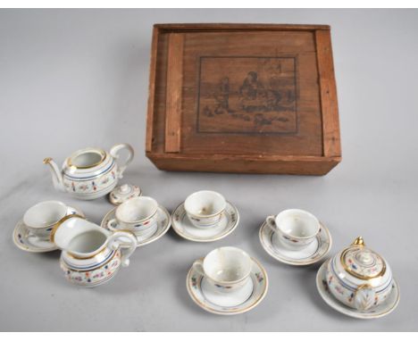 A Continental China Dolls Tea Service in Wooden Box, Some Condition Issues 