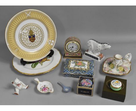 A Collection of Ceramics to Comprise Three Spode Decorative Plates, Coalport Coalbrookdale Encrusted and Hand Painted Bedcham