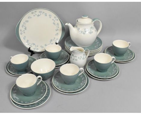 A Royal Doulton Queenlace Tea Set to Comprise Cups, Saucers, Side Plates, Small Plates, Cake Plate, Teapot, Milk Jug and Suga