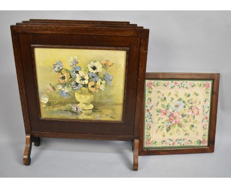 A Framed Tapestry and an Oak Framed Fire Screen 