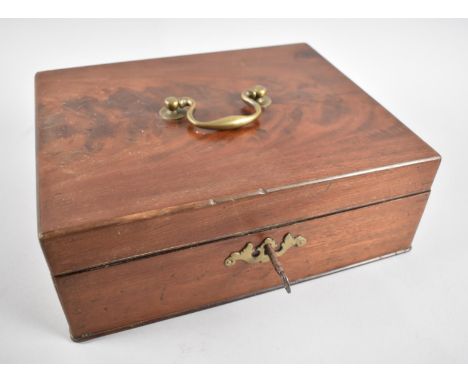 A 19th Century Mahogany Ladies Workbox, with Hinged Lid to Previously Fitted Interior with Removable Tray, Pull Down Silk Pan