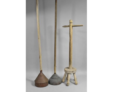 Two Vintage Possers together with a Pine Dolly, Condition Issues 