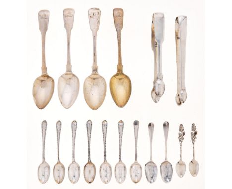 A set of six Victorian silver fancy edge coffee spoons, by John Round &amp; Son, Sheffield 1899, a pair of George II silver s