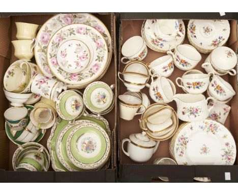 A Royal Worcester bone china dinner service,&nbsp;decorated with trailing roses, an E Brain &amp; Co Foley bone china green g