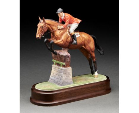 A Royal Worcester equestrian model of "Foxhunter" and Lt. Col H M Llewellyn C.B.E., designed by Doris Lindner, introduced 196