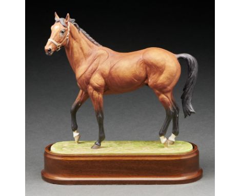 A Royal Worcester equestrian model of ?Nijinsky? designed by Doris Lindner, introduced 1971, 25cm h, black printed mark, on w