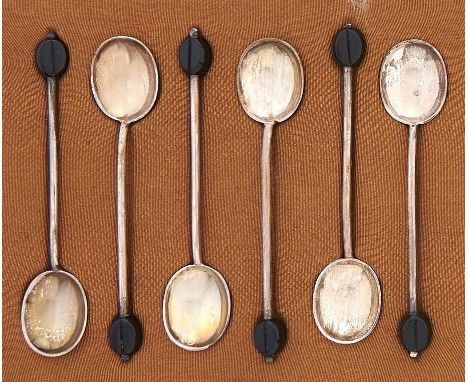 A set of six George V silver coffee spoons, bean terminal, by Cooper Brothers &amp; Sons Ltd, Sheffield 1924, cased, 1oz 13dw
