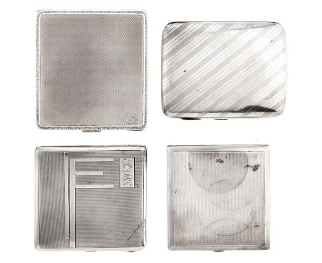 Three silver cigarette cases, various sizes and makers, Birmingham 1913 and 1931 and import marked London 1926, 9ozs and a si