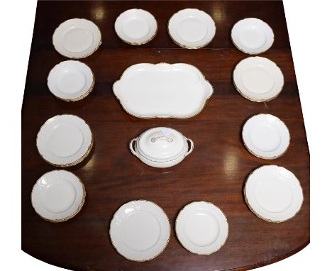 A Rosenthal primrose and gilt 'Echt Elfenbein' Sansouci dinner service, c1970, printed mark, pattern number 2817 (35)  First 