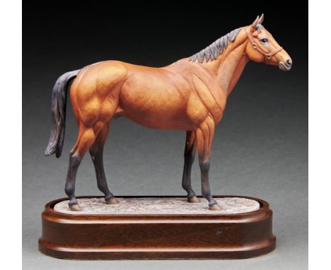 A Royal Worcester equestrian model of "Red Rum" designed by Doris Lindner, introduced 1975, 24.5cm h, black printed mark, on 