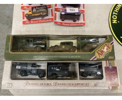 TWO BOXED DIECAST VEHICLE SETS - LLEDO BRITISH ARMY AND ROYAL AIR FORCE 
