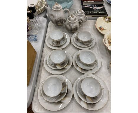 A VINTAGE ORIENTAL EGGSHELL TEA SET 