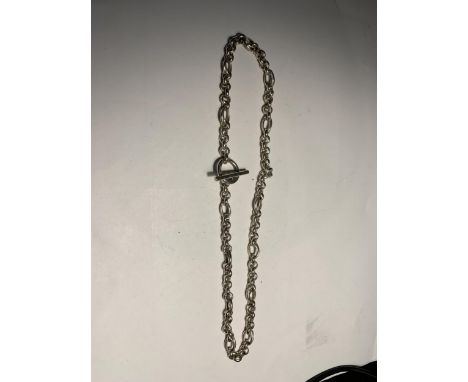 A SILVER T BAR CHOKER CHAIN 