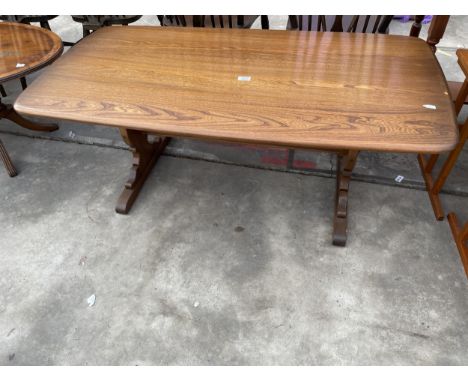 AN ELM ERCOL REFECTORY STYLE COFFEE TABLE, 51 X 27" 