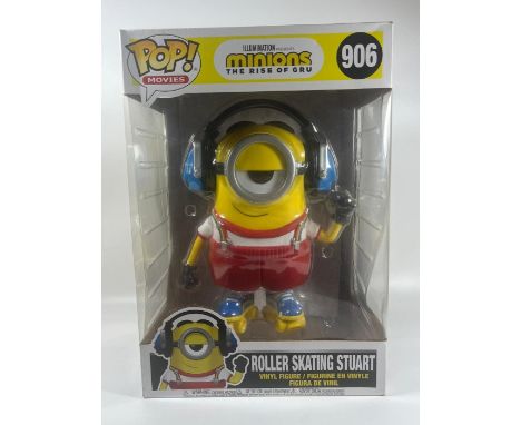 A LARGE FUNKO POP MOVIES 10" 906 MINIONS THE RISE OF GRU ROLLER SKATING STUART VINYL BOXED FIGURE 