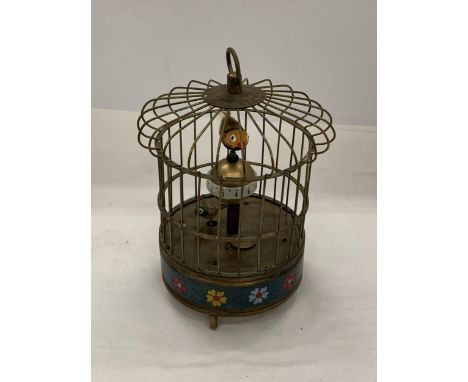 A VINTAGE STYLE AUTOMATON MUSICAL BIRD CAGE 