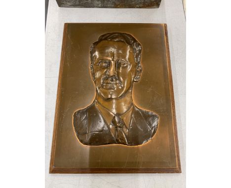 A 1979 EMBOSSED PORTRAIT IN RHODESIAN COPPER OF PRIME MINISTER IAN SMITH, 22CM X 30CM