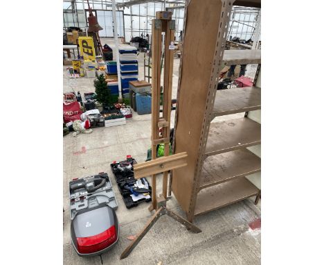 A LARGE WOODEN ROWNEY ARTISTS EASEL 