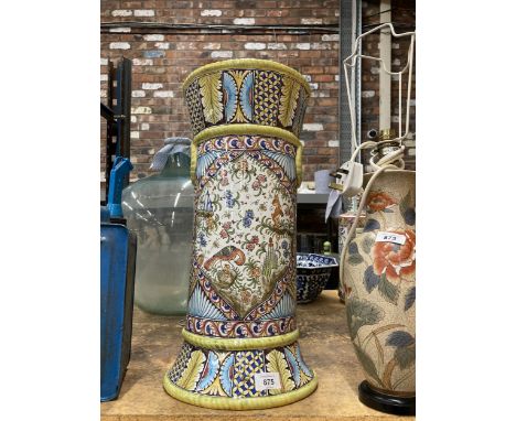 A LARGE HAND PAINTED STICK STAND, HEIGHT 50CM 