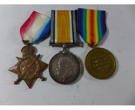 A WORLD WAR I MEDAL GROUP AWARDED TO TS - 3303 CORPORAL T H WILSON OF THE ARMY SERVICE CORPS COMPRISING 1914 (MONS STAR) WAR 