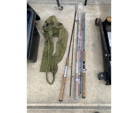 AN ASSORTMENT OF VINTAGE FISHING RODS 