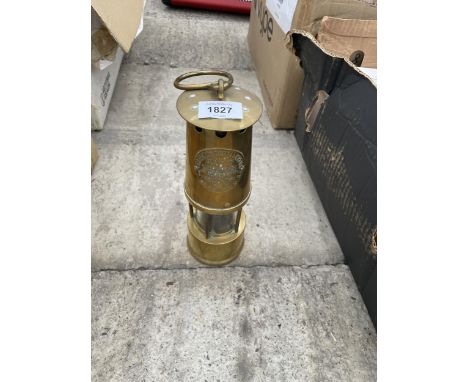 A VINTAGE BRASS PROTECTOR LAMP 