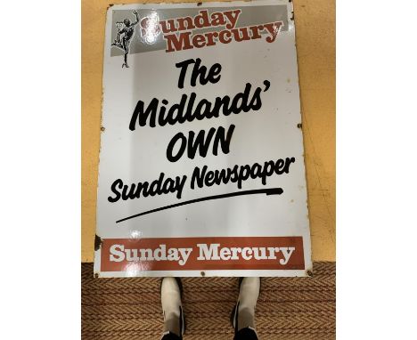 A SUNDAY MERCURY MIDLANDS NEWSPAPER ENAMEL SIGN 