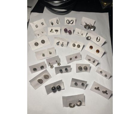 TWENTY SIX PAIRS OF VARIOUS SILVER EARRINGS 