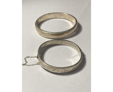 TWO SILVER BANGLES 