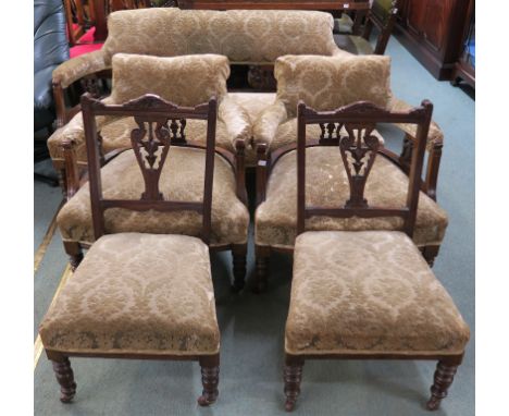 A Victorian parlour suite comprising sofa,pair of tub chairs and two parlour chairs (5) Condition Report: Available upon requ