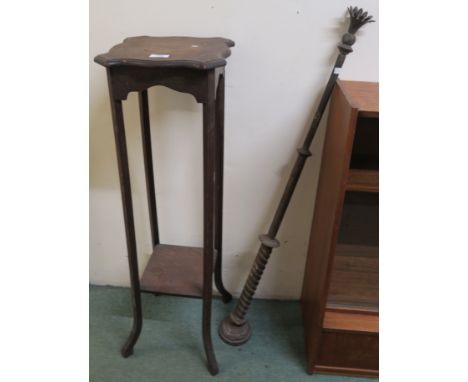 A plant stand and a brass light fitting (2) Condition Report: Available upon request