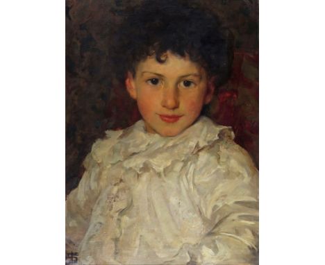 Solomon Joseph Solomon R.A. (1860-1927) Portrait of a young boy Signed twice with a monogram Oil on canvas 50 x 35.5cm; 20 x 