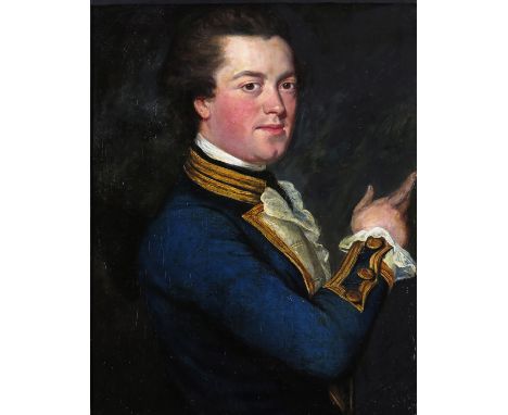 Follower of James Northcote Portrait of a Naval Officer, half length, thought to be Captain Bruce R.N. Oil on canvas 65 x 52c