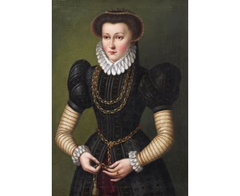 Manner of Frederico Zucarro Portrait of Mary Queen of Scots Three quarter length, standing Oil on canvas 77 x 56cm; 30 x 22in