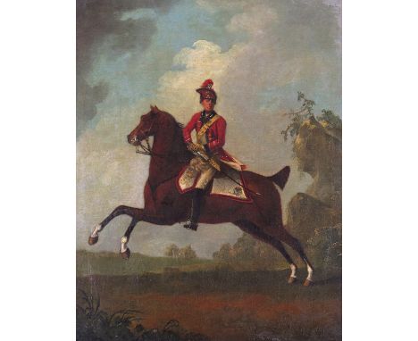 Follower of David Morier A trooper of the Light Dragoons, c.1760 Oil on canvas 51 x 40cm; 20 x 16in ++Old lining, restored, s