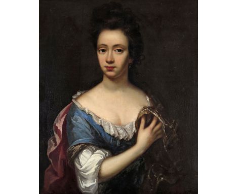 Follower of Sir Godfrey Kneller Bt. Portrait of a lady, head and shoulders wearing a blue dress Oil on canvas 75 x 62cm; 29½ 