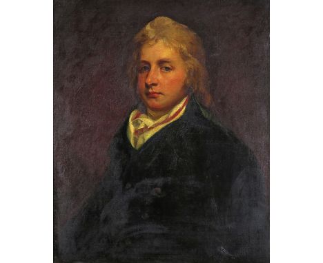 John Hoppner R.A. (1758-1810) Portrait of Sir John Eardley-Wilmot Half length, wearing a blue coat Oil on canvas, in a period