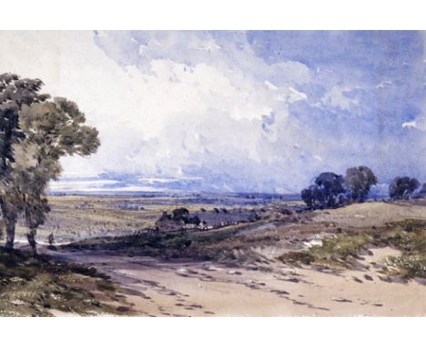 William Callow (1812-1908) Extensive landscape with a figure on a track Watercolour 17.5 x 25.5cm; 7 x 10in With a watercolou