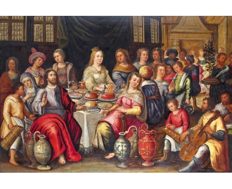 Follower of Frans Francken The Wedding Feast at Cana Oil on panel 59 x 85cm; 23¼ 33½in Provenance: The collection at Little E