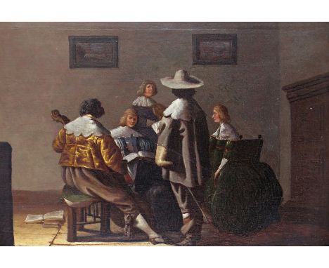 Attributed to Anthonie Palamedesz (Dutch 1601-1673) Elegant company in an interior Oil on panel 30.5 x 41cm; 12 x 16in
