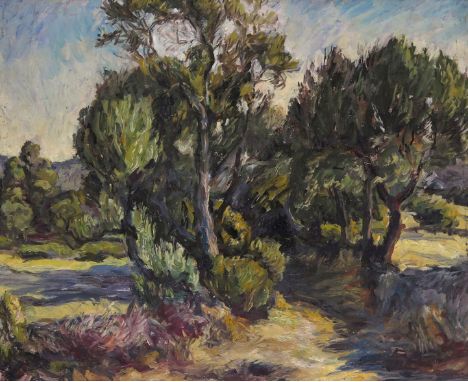 ‡ Peter Morris (20th Century) Olive Grove, Cote D’Or Signed on stretcher verso Oil on canvas 50 x 61cm; 19½ x 24in Provenance