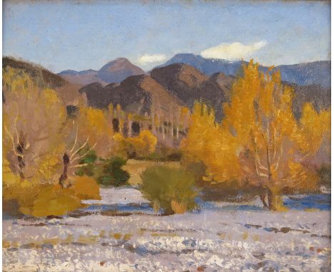 Adrian Scott Stokes R.A. (1854-1935) Winter river landscapes A pair, both oil on panel Each 19.5 x 25.5cm; 7¾ x 10in (2) ++On