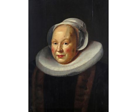Attributed to Werner van den Valckert (1585-1627) Portrait of a Matron, thought to be a Regentess of the Haarlem Leper Colony