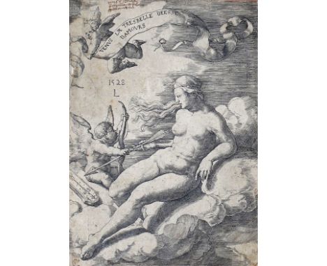 Lucas van Leyden (Dutch 1494-1533) Venus la Tresbelle Deesse D’amours With initial L and date 1528 in the print and stamp low